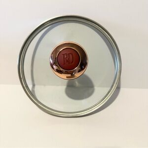 Paula Deen Glass Lid Replacement Cover-Copper-Rubber Knob-Inner Lid 6 1/8”